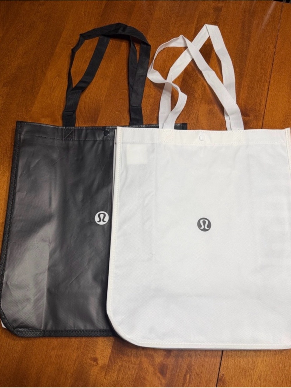 2 lululemon athletica Black Reusable Tote with Center Logo 14x16x6